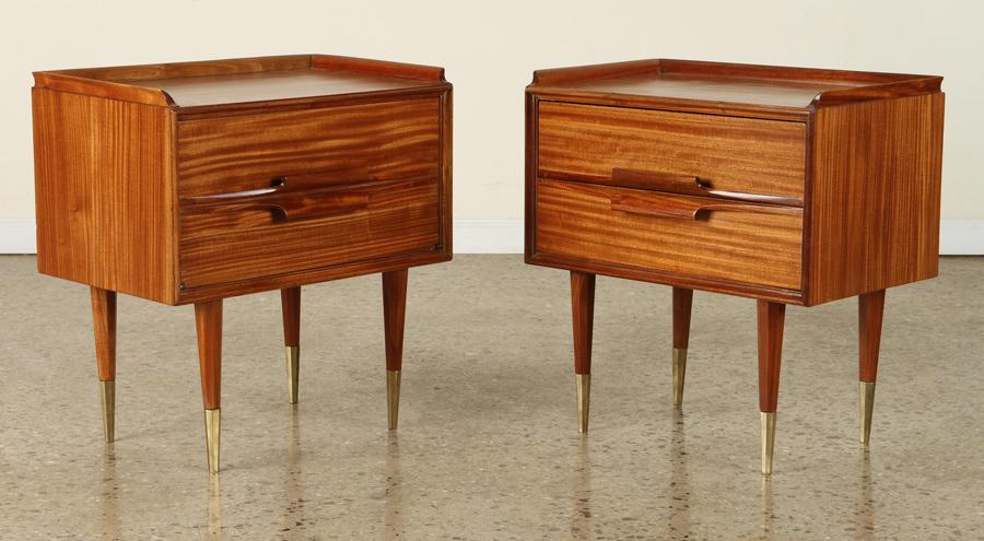 PAIR MID CENTURY MODERN MAHOGANY END TABLES 1960 (1 of 7)