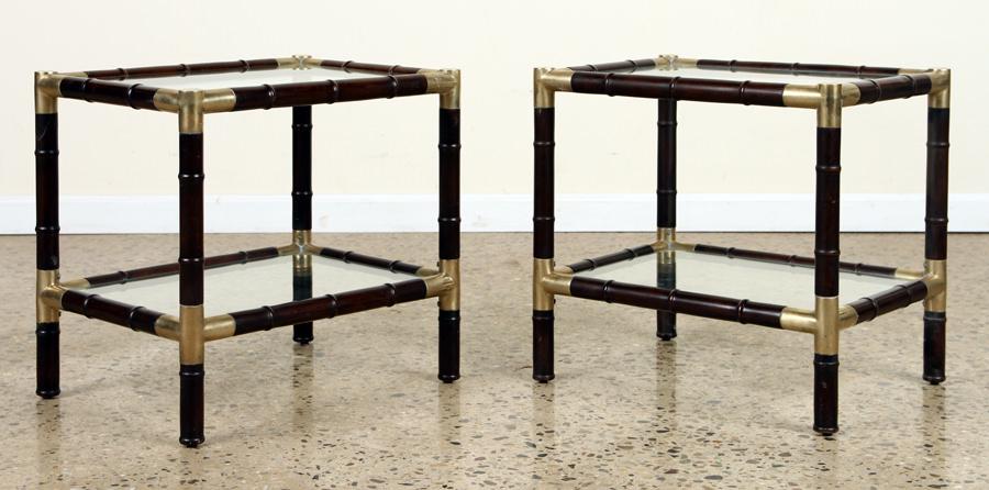 PAIR FAUX BAMBOO TABLES MANNER BILLY HAINES C1960 (1 of 6)