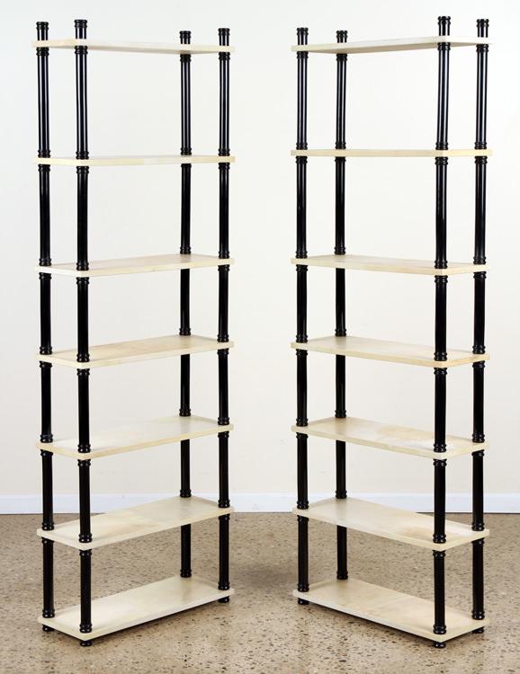 PAIR PARCHMENT ETEGERES MANNER BILLY HAINES C1960 (1 of 6)