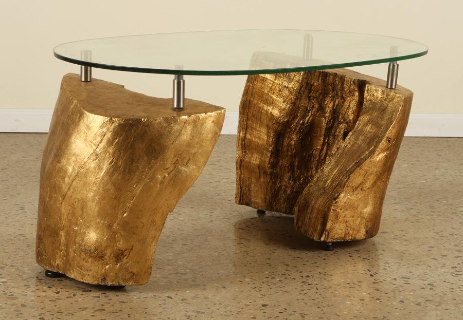 GILTWOOD 2 PIECE STUMP COFFEE TABLE GLASS TOP (1 of 5)