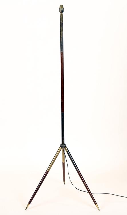 FRENCH FLOOR LAMP BRASS TRIM TRIPOD LEGS C.1950 (1 of 5)