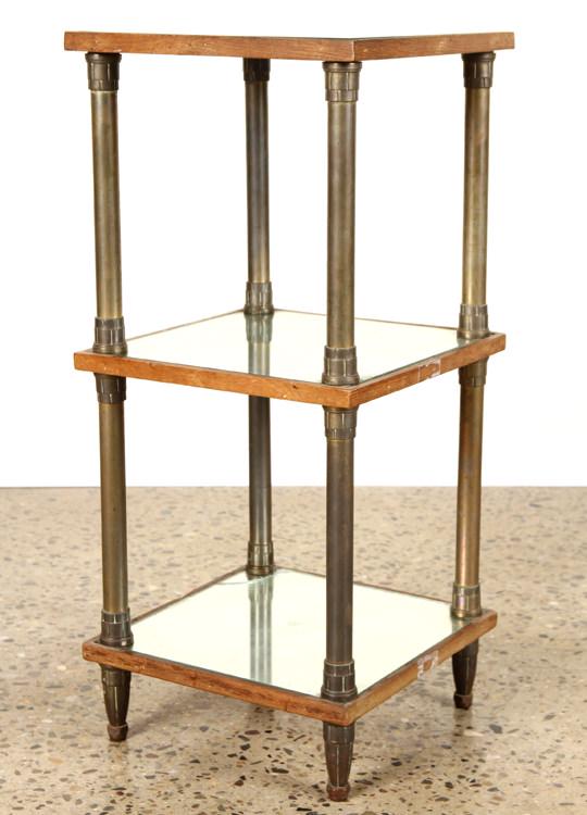 FRENCH THREE TIER TABLE MIRRORED SHELVES C.1925 (1 of 5)