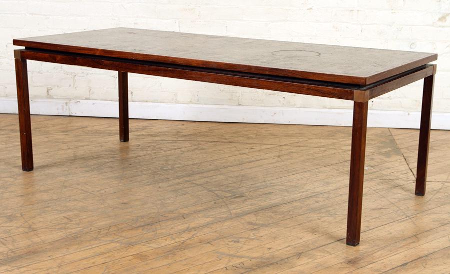 DANISH STYLE ROSEWOOD COPPER COFFEE TABLE C.1960 (1 of 6)