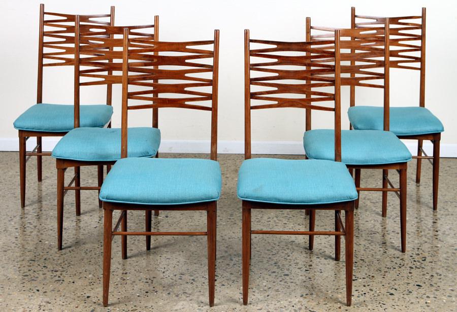 SET 6 MID CENTURY MODERN DINING CHAIRS WOVEN BACK (1 of 6)