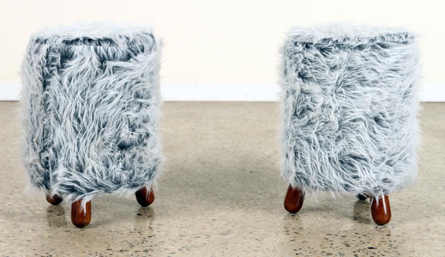 PAIR UPHOLSTERED FOOT STOOLS MANNER JEAN ROYERE (1 of 4)