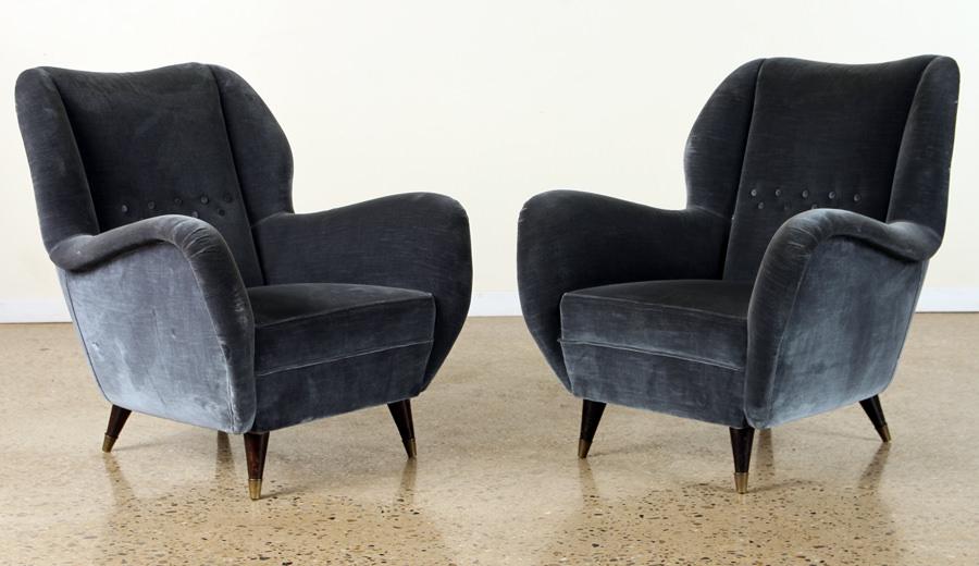 PAIR ITALIAN MID CENTURY MODERN LOUNGE CHAIRS (1 of 6)