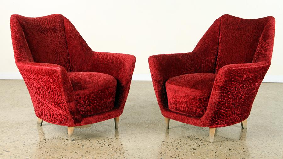 PAIR ITALIAN MID CENTURY MODERN LOUNGE CHAIRS (1 of 6)