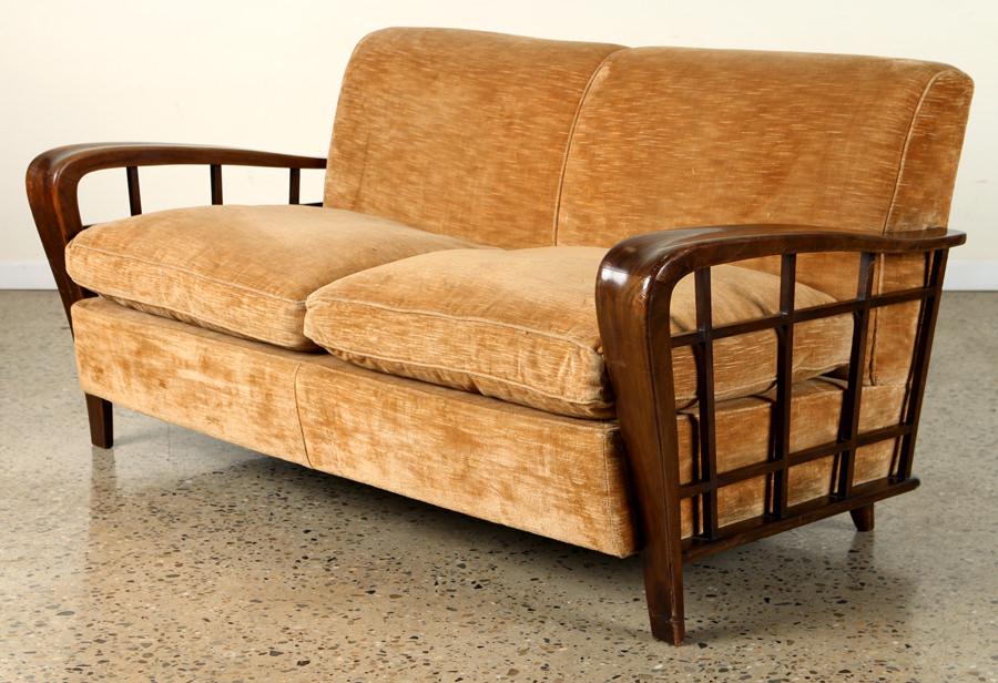 ITALIAN PAOLO BUFFA UPHOLSTERED MAHOGANY SOFA (1 of 5)
