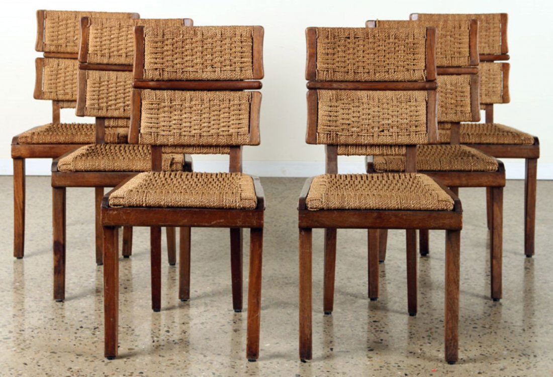 SET 6 ITALIAN OAK DINING CHAIRS CIRCA 1950 (1 of 6)