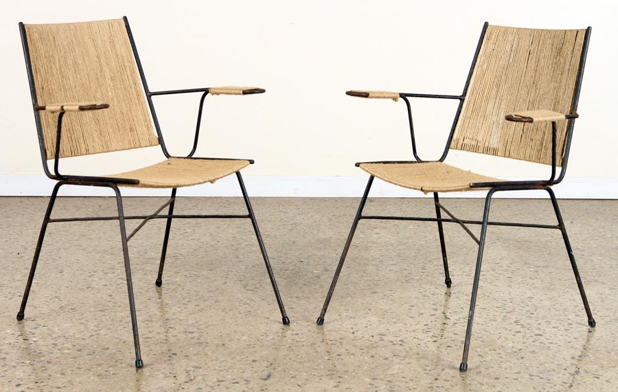 PAIR FRENCH MID CENTURY MODERN IRON CHAIRS C.1960 (1 of 6)