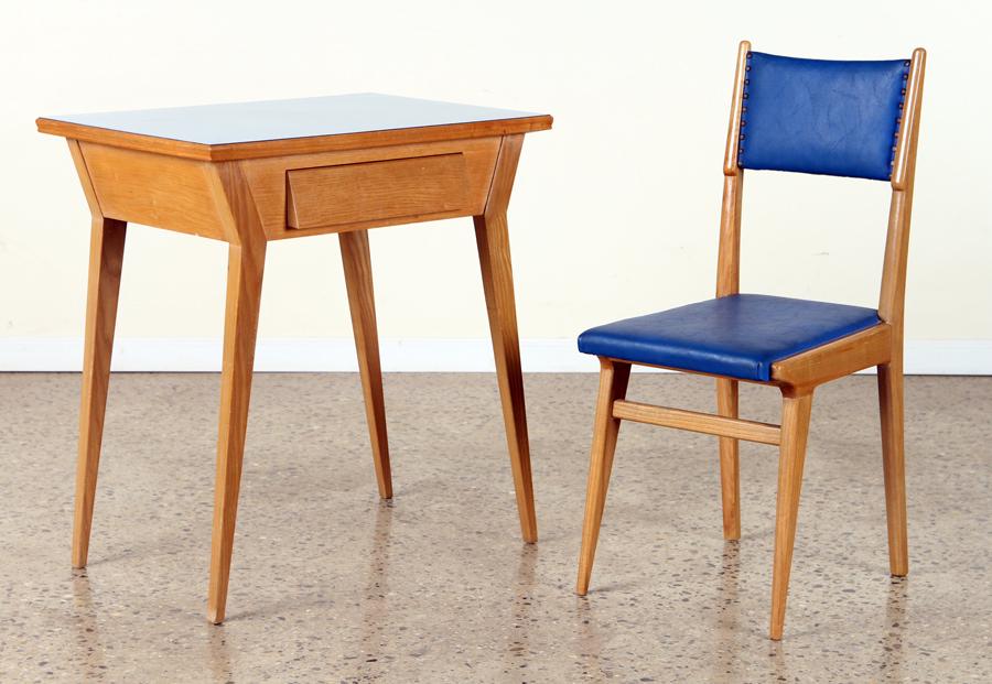 ITALIAN BEECHWOOD DESK AND MATCHING CHAIR C.1960 (1 of 6)