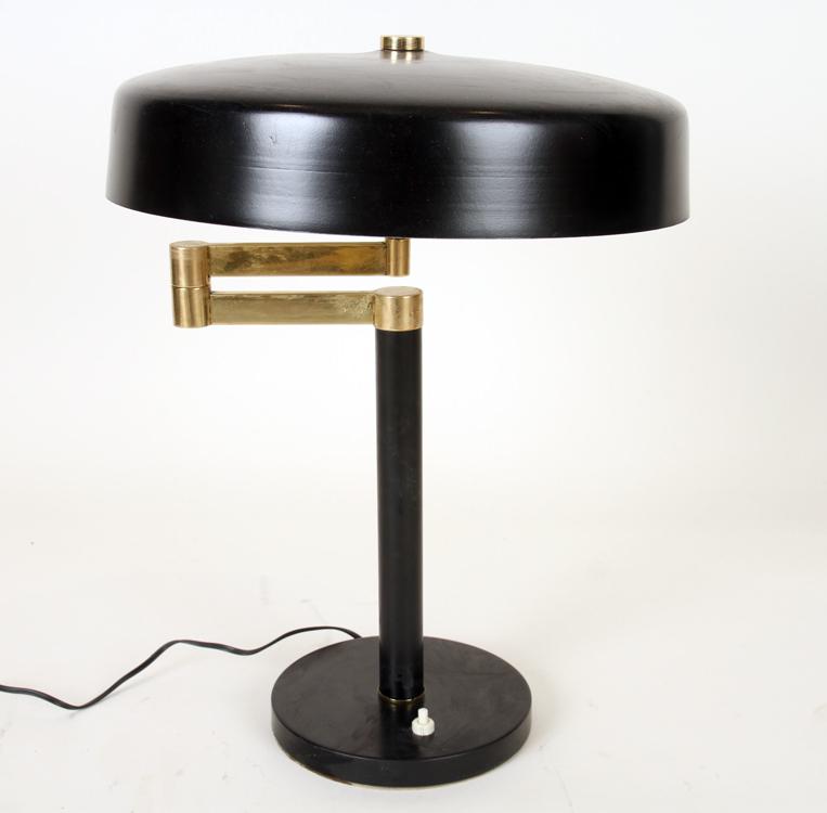 IRON BRASS ITALIAN TABLE LAMP SWIVEL SHADE C.1960 (1 of 5)