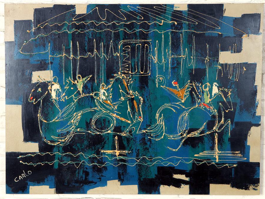 CARLO OF HOLLYWOOD ABSTRACT EQUESTRIAN SIGNED (1 of 6)