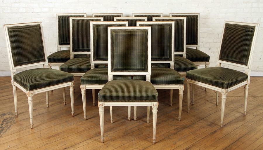 SET 12 PAINTED FRENCH DINING CHAIRS DIRECTOIRE (1 of 6)