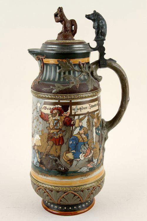METTLACH HAND PAINTED TANKARD STEIN #2205 (1 of 6)