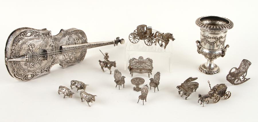 15PC. 19TH C. CONTINENTAL SILVER ITEMS 23.8 TR OZ (1 of 8)