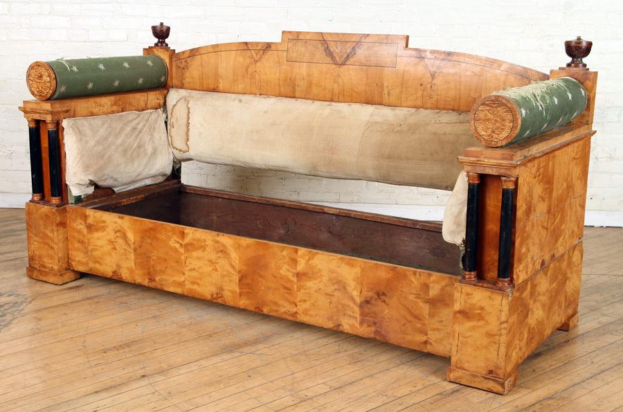19TH CENT. FLAME BIRCH BIEDERMEIER SOFA (1 of 7)
