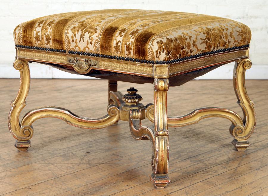 CARVED GILT WOOD FRENCH BENCH REGENCY STYLE 1900 (1 of 6)