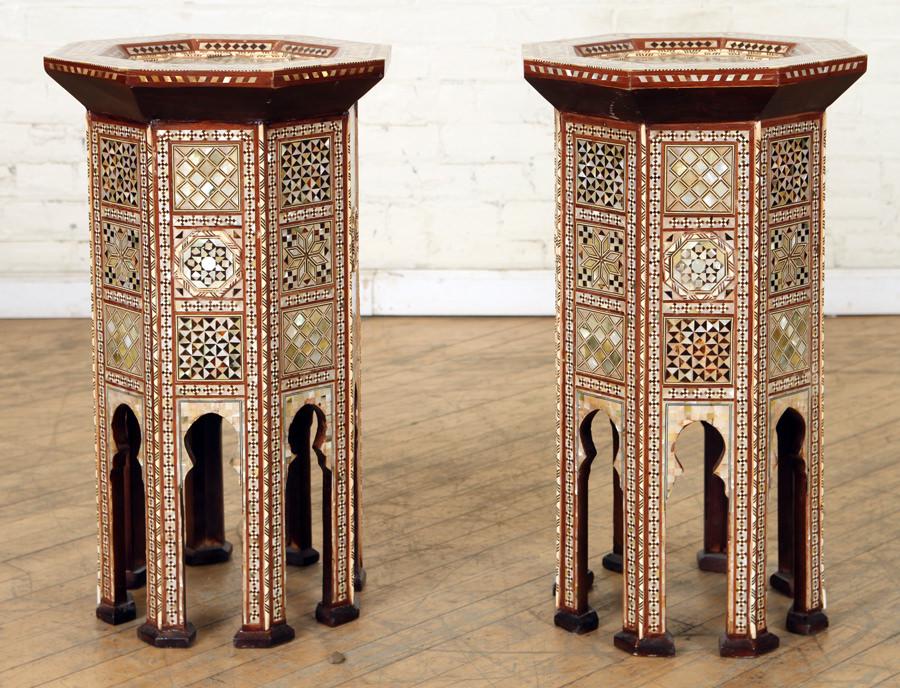 PR SYRIAN STYLE MOTHER OF PEARL INLAID END TABLES (1 of 6)