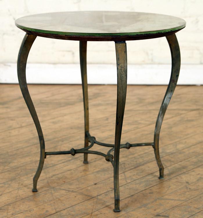 FRENCH BRONZE OCCASIONAL TABLE GLASS TOP C.1945 (1 of 3)