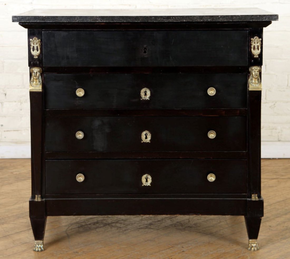 FRENCH EMPIRE STYLE MARBLE TOP COMMODE C.1900 (1 of 6)