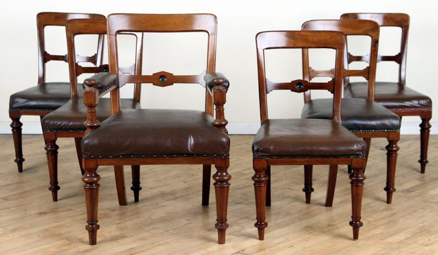 SET 6 CARVED WALNUT IRISH DINING CHAIRS C.1860 (1 of 6)