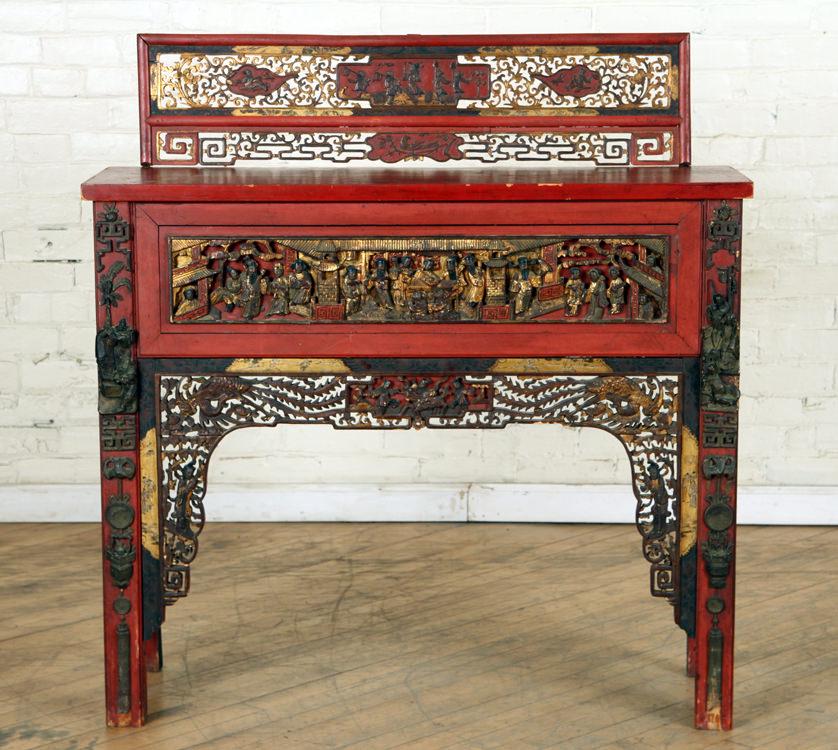 CHINESE CARVED AND PAINTED ALTAR TABLE C.1940 (1 of 9)