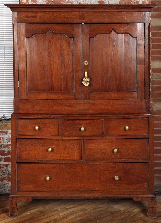19TH C. MAHOGANY CABINET TWO DOORS SIX DRAWERS (1 of 7)