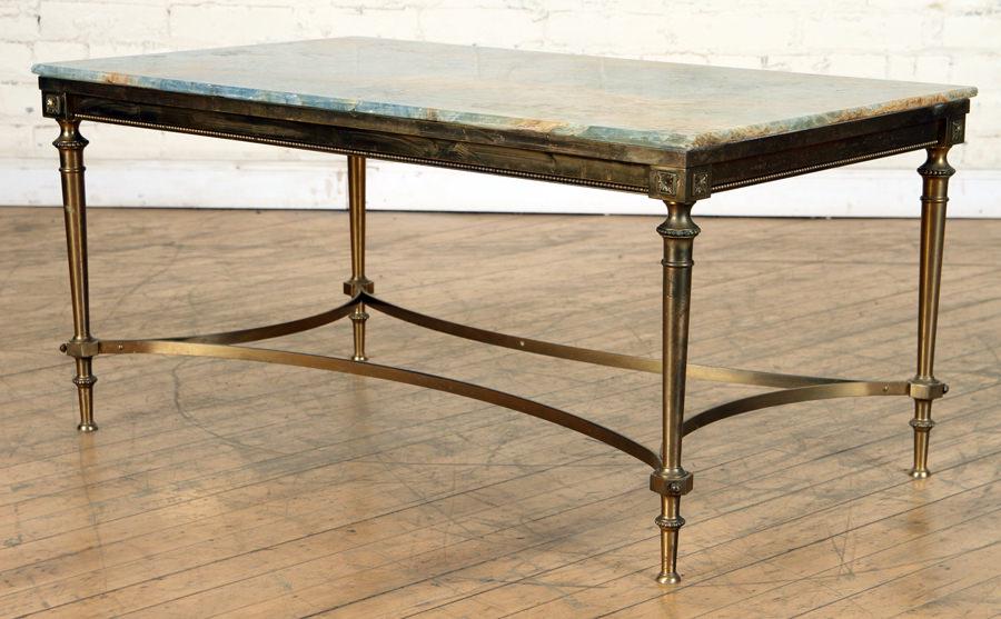 FRENCH BRONZE COFFEE TABLE MARBLE TOP C.1940 (1 of 5)