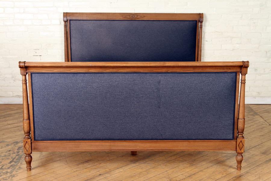 DIRECTOIRE STYLE BEECH QUEEN BED C.1920 (1 of 6)