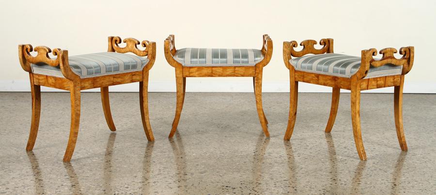 SET 3 19TH C. BIEDERMEIER STOOLS WITH CERULE LEGS (1 of 6)