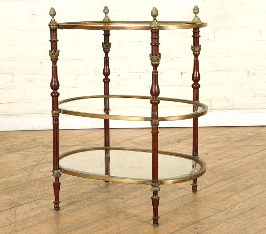 3-TIER BRONZE GLASS DIRECTOIRE STYLE TABLE 1900 (1 of 6)