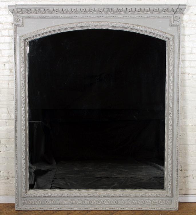 OVERSIZED PAINTED CARVED FRENCH MIRROR C.1910 (1 of 4)
