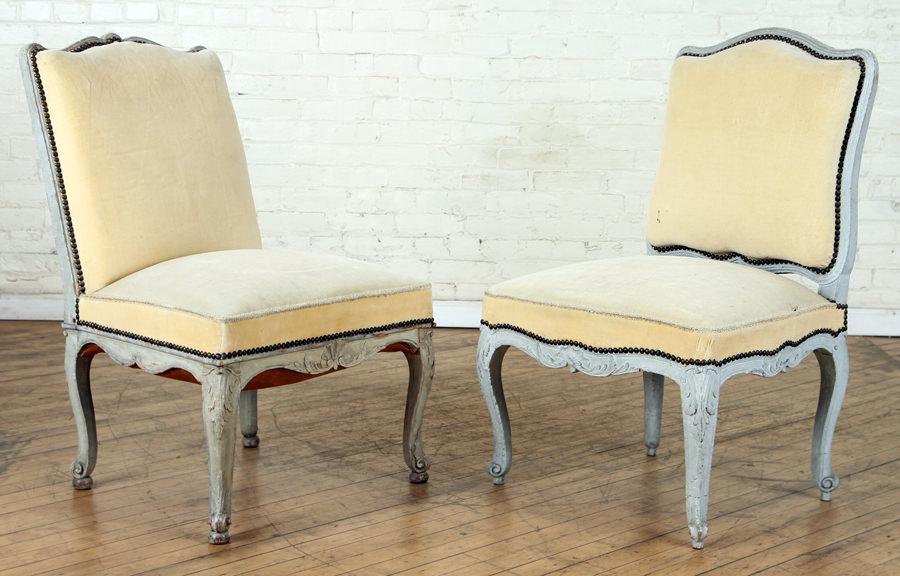 PAIR 19TH C. FRENCH PAINTED SIDE CHAIRS (1 of 6)