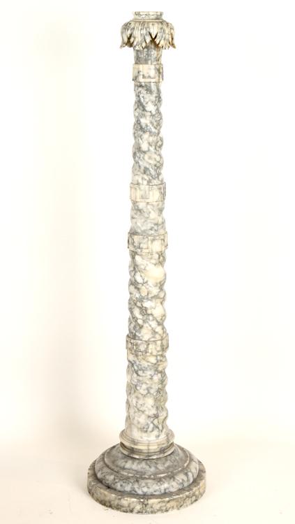 SIX PIECE TWISTED ALABASTER FLOOR LAMP CIRCA 1930 (1 of 4)