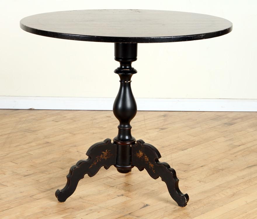 19TH C. EBONIZED CENTER TABLE PAINTED ASIAN SCENE (1 of 6)
