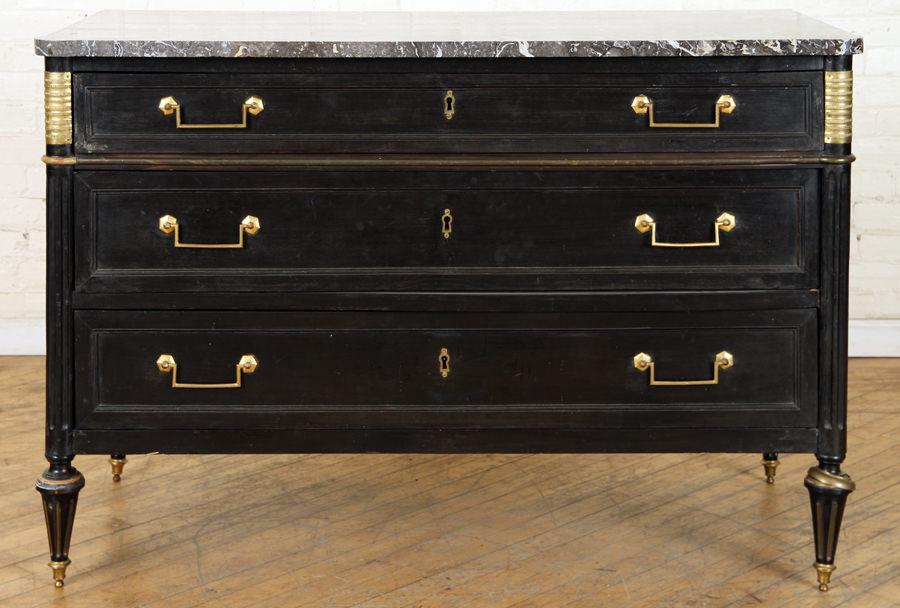 FRENCH EBONIZED MARBLE TOP COMMODE C.1900 (1 of 6)
