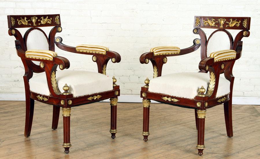 PR LATE 19TH C. BALTIC GILT WOOD OPEN ARM CHAIRS (1 of 7)