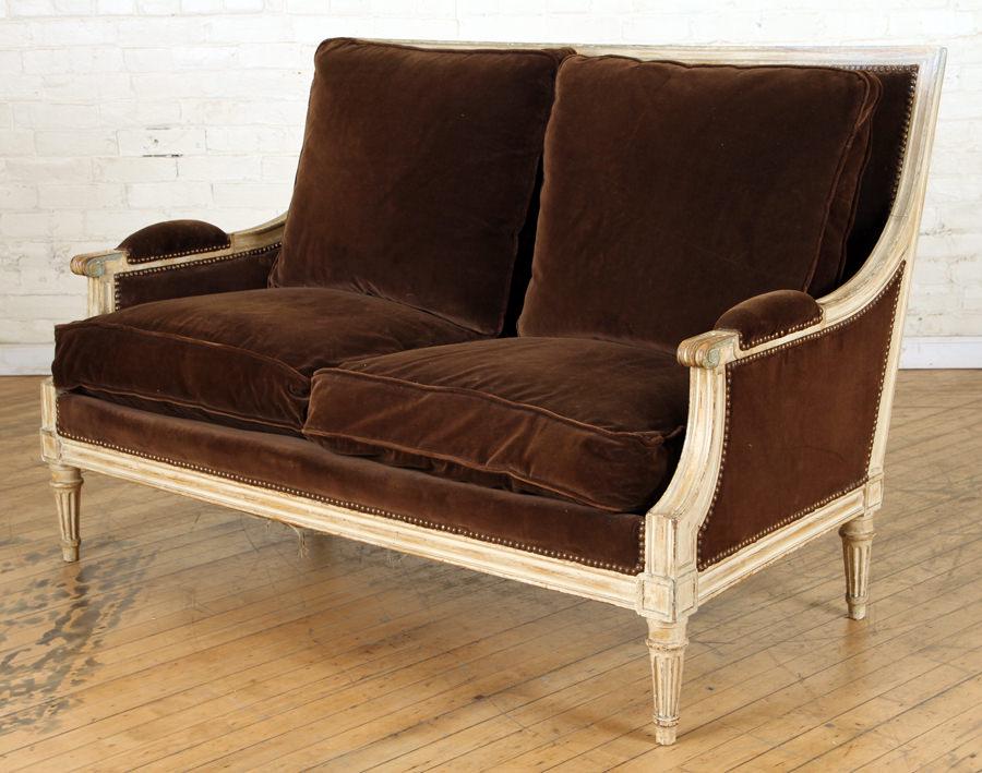 PAINTED LOUIS XVI STYLE UPHOLSTERED SOFA C.1910 (1 of 5)