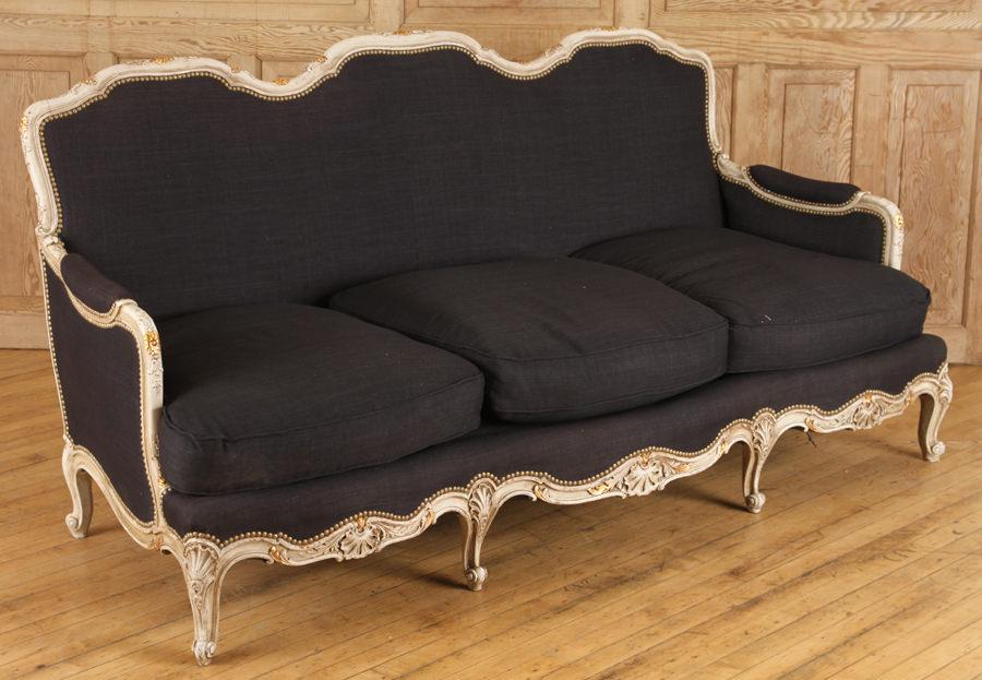 PAINTED GILT LOUIS XV STYLE SOFA CARVED FRAME (1 of 5)