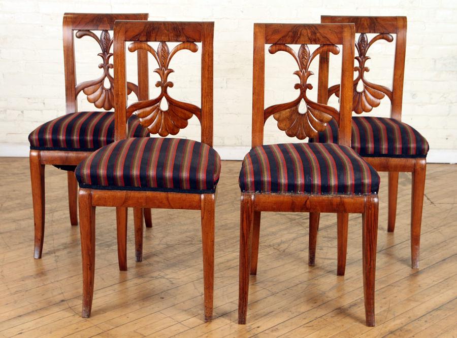 SET FOUR 19TH C. WALNUT UPHOLSTERED SIDE CHAIRS (1 of 6)