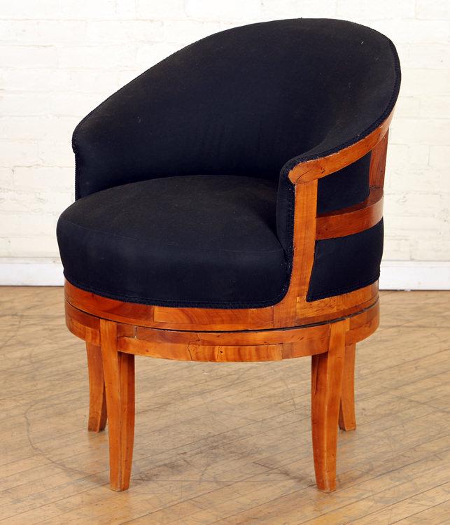 19TH C. BIEDERMEIER SWIVEL BARREL BACK CHAIR (1 of 4)