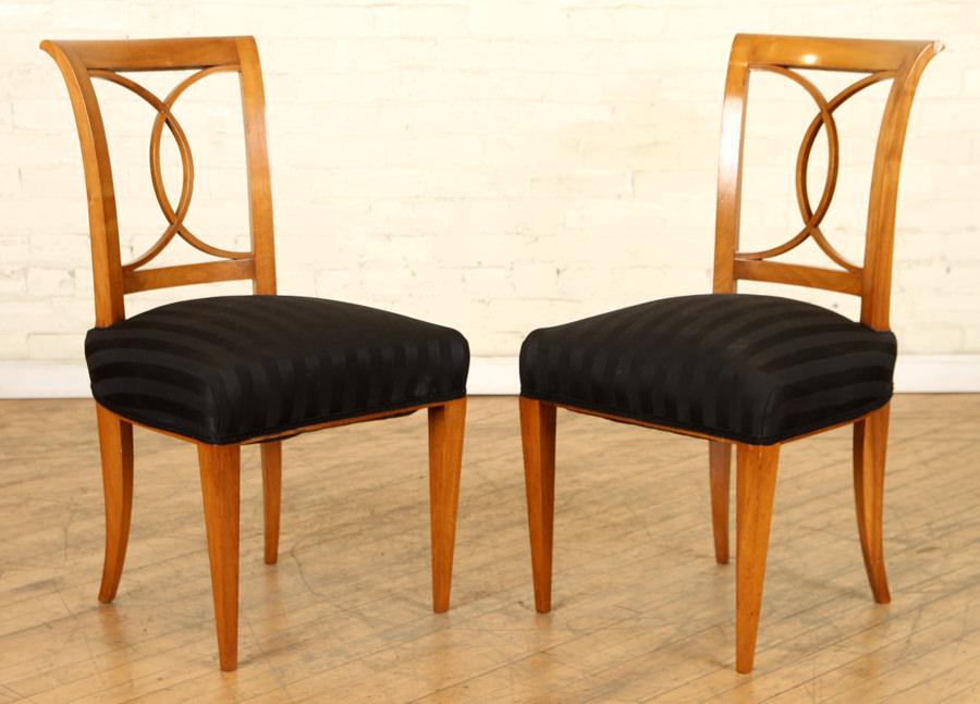 PAIR 19TH C BIEDERMEIER UPHOLSTERED SIDE CHAIRS (1 of 6)