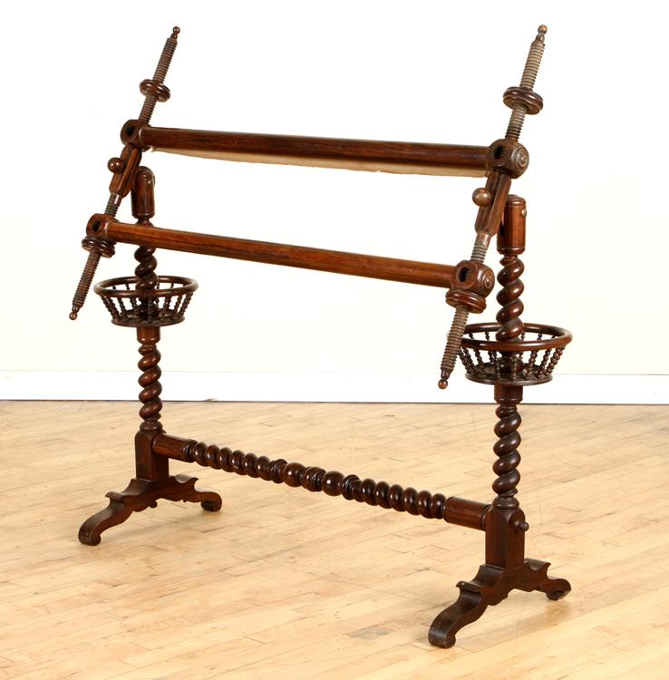 ADJUSTABLE 19TH CENTURY IRISH ROSEWOOD LOOM (1 of 6)