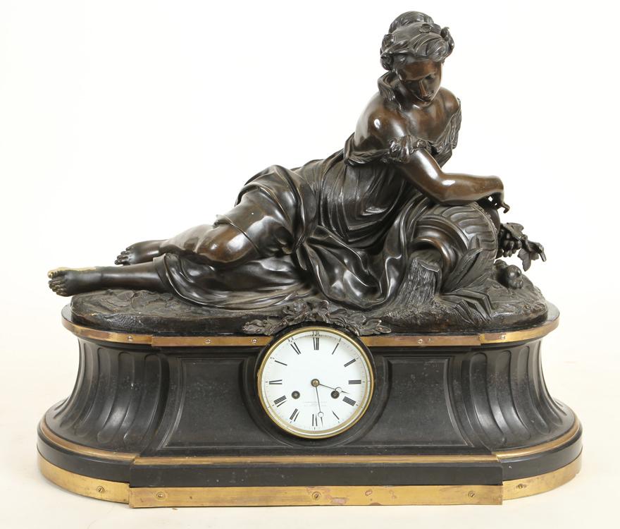 19TH C. CHARPENTIER CLOCK BRONZE FIGURE OF MAIDEN (1 of 8)