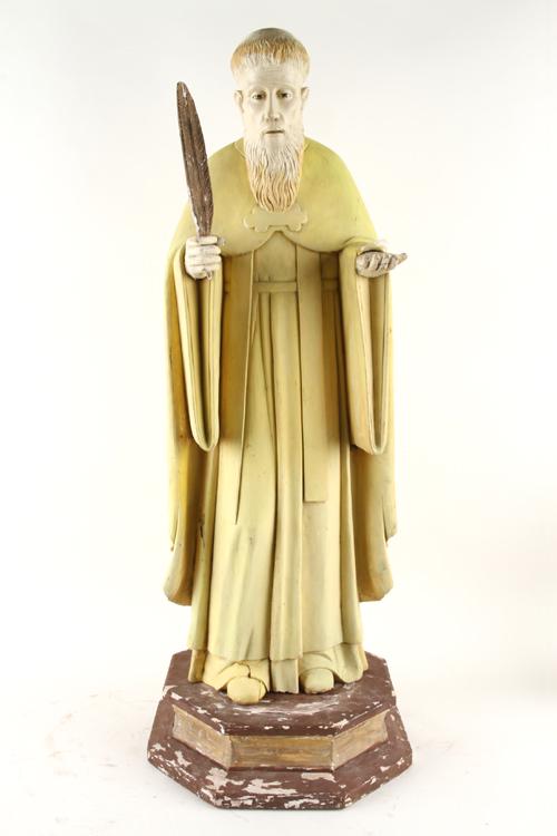 CARVED PAINTED WOOD SANTOS FIGURE OF SAINT (1 of 8)