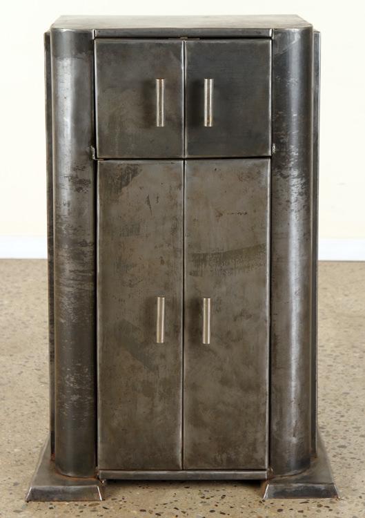 FRENCH ART DECO INDUSTRIAL STEEL BAR CABINET 1940 (1 of 7)