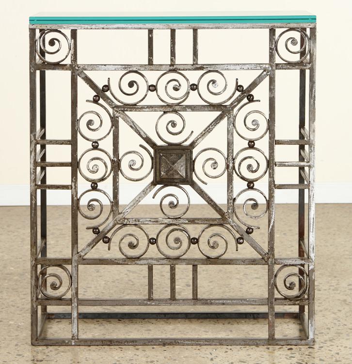 ART DECO IRON CONSOLE TABLE GLASS TOP C.1930 (1 of 7)