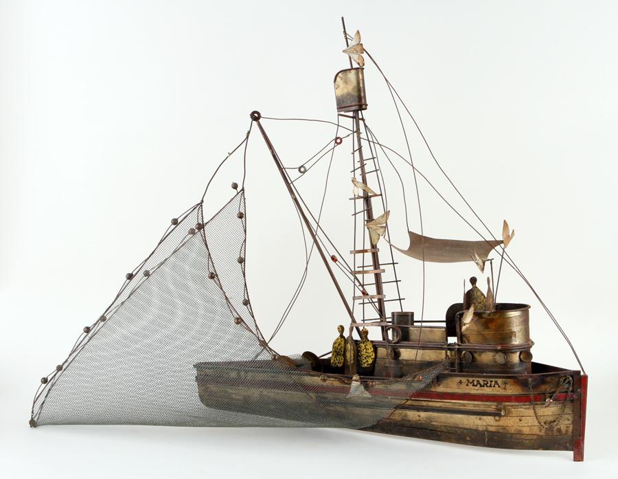 CURTIS JERE "MARIA" PAINTED METAL BOAT SCULPTURE (1 of 8)