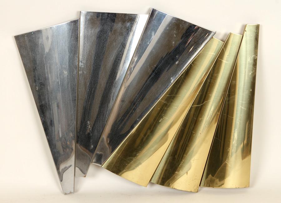 CURTIS JERE BRASS CHROME METAL FAN WALL SCULPTURE (1 of 5)